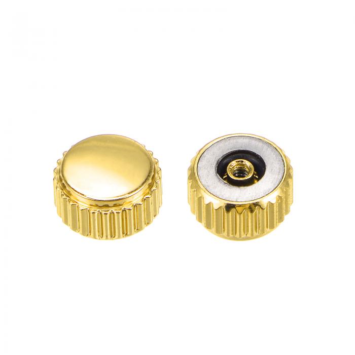 uxcell 6 mm時計クラウン部品 フラットヘッド 短ステム ステンレス製 時計リペア用 内径2.5 mm ゴールドトーン 2個入り