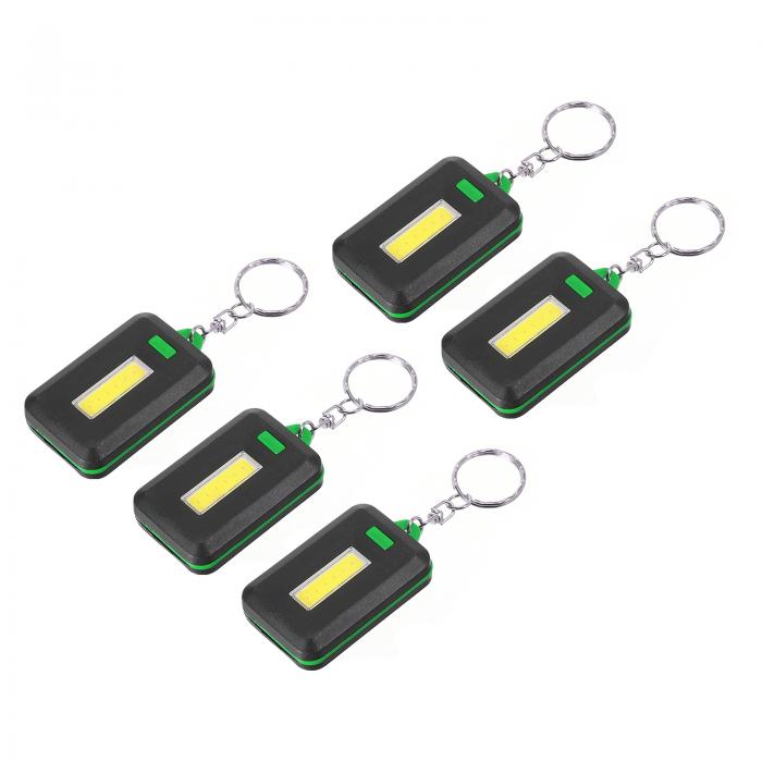 PATIKIL ポータブルキーチェーンフラッシュライト 5個セット コンパクトで信頼性のある日常の光源 黒緑