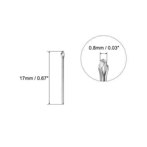 uxcell 時計バンドリンクコッターピン 時計ストラップバースプリットピン 17mm長さ 0.8mmコッターピン径 時計バンドの修理用 シルバートーン ステンレス鋼 15枚入り