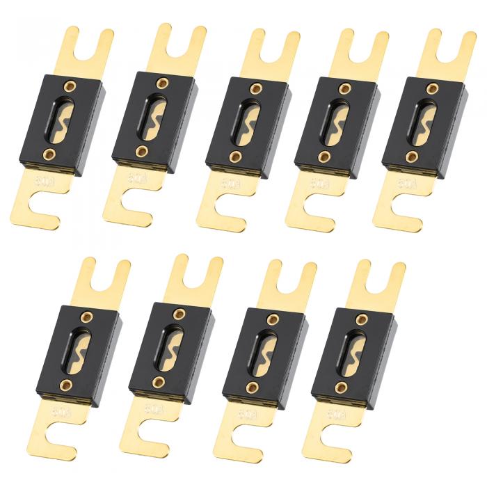 X AUTOHAUX ANLヒューズ ゴールドトーンメッキ ユニバーサル インバータ 自動車 車両 トラック オーディオ用 9個 60A