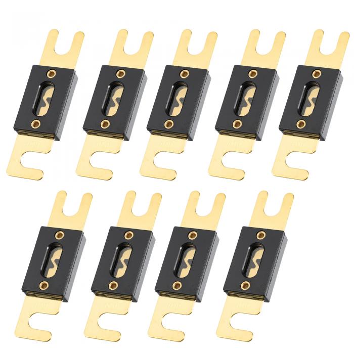 X AUTOHAUX ANLヒューズ ゴールドトーンメッキ ユニバーサル インバータ 自動車 車両 トラック オーディオ用 9個 400A