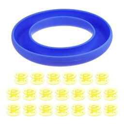 uxcell シリコンボビンリングホルダー 20個プラスチックボビン 日常の裁縫用品 ブルー イエロー