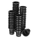 uxcell 庭のスロット付きメッシュカップ 水耕ネットポット プラスチック 家庭野菜 花植栽用 50mm ブラック 75個