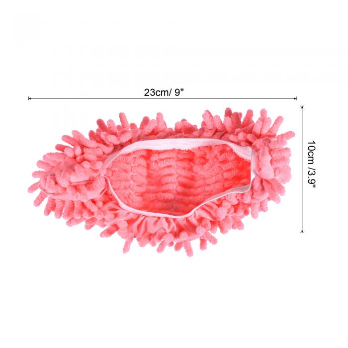 uxcell ウォッシャブルクリーニングシューズカバー 多機能 シェニールダスターモップスリッパフットソックス ハウスフロア用 ピンク 6個入り