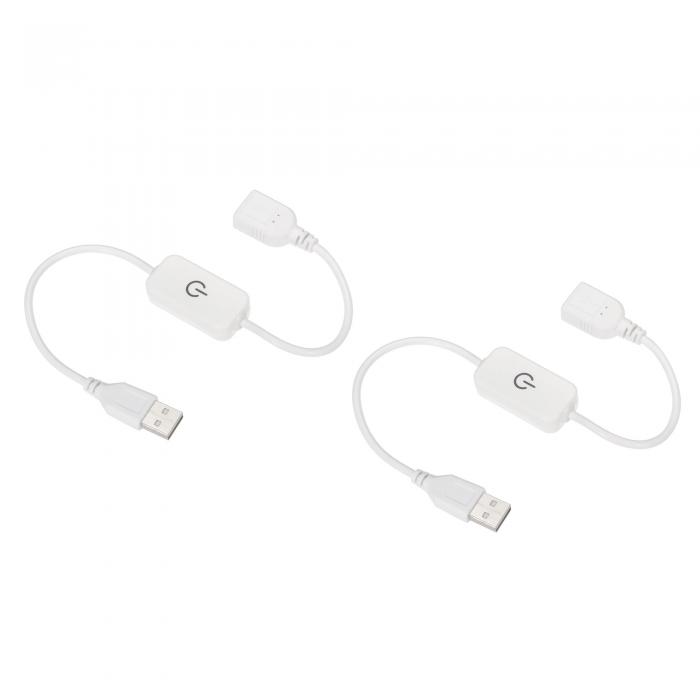 uxcell LEDタッチインライン調光器 5V 3A USB コードタクトスイッチコントローラー 単色発光ダイオードストリップライト用 ホワイト 2個