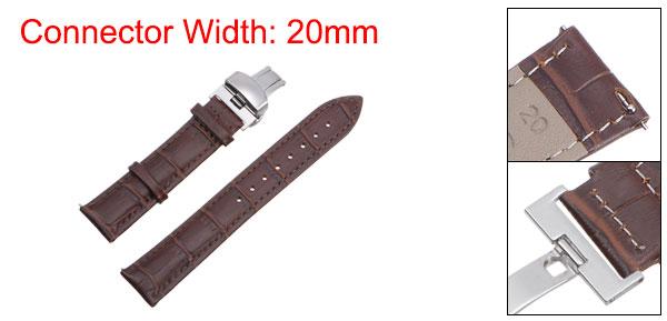 uxcell 牛革レザーバンド 交換用キット 展開バックルウォッチストラップ 20mm レザーストラップ ブラウン