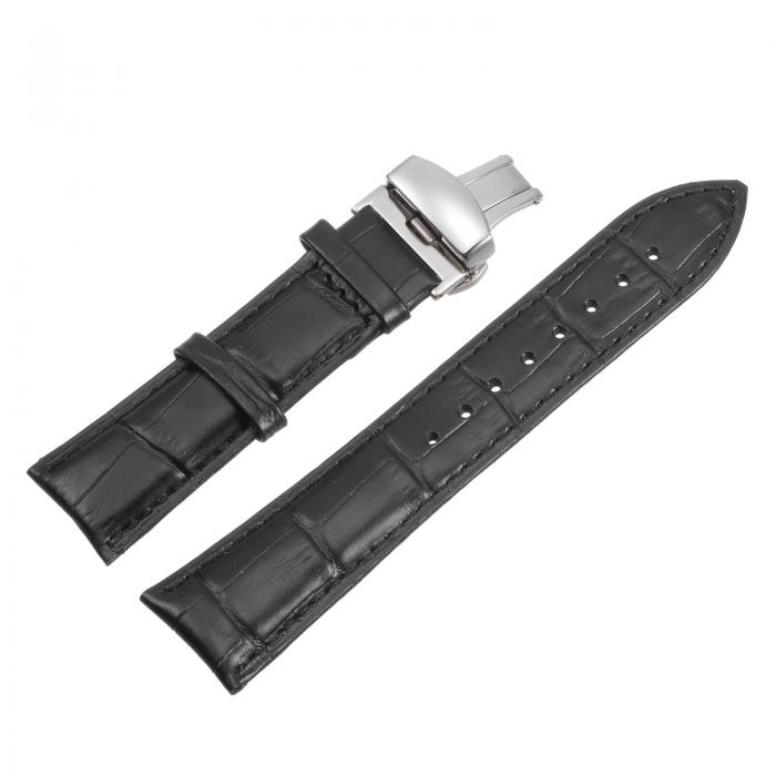 uxcell 牛革レザーバンド 交換用キット 展開バックルウォッチストラップ 23 mm レザーストラップ スプリングバー付き ブラック