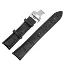 uxcell 牛革レザーバンド 交換用キット 展開バックルウォッチストラップ 21mm レザーストラップ スプリングバー付き ブラック