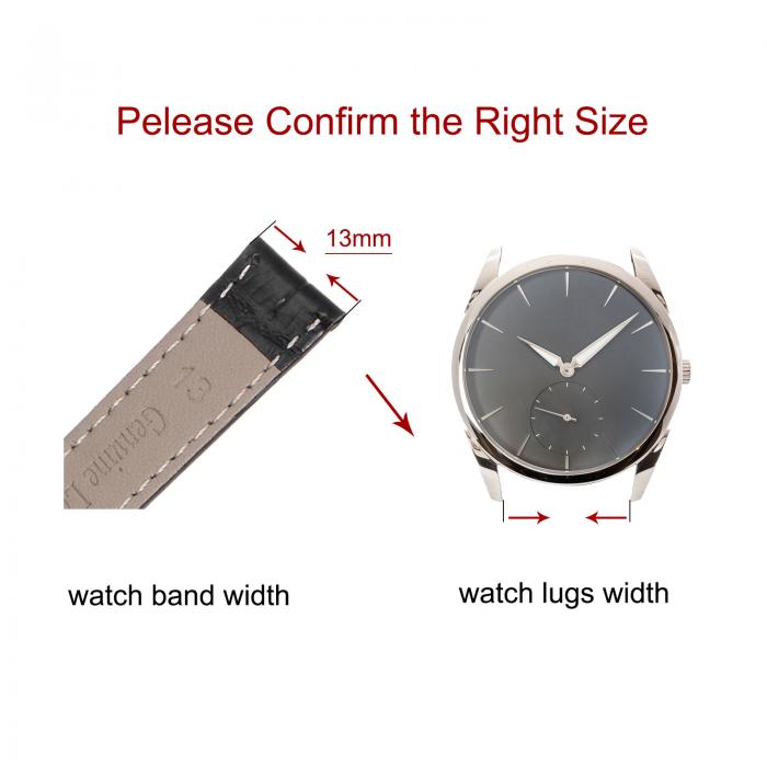 uxcell 牛革レザーバンド 交換用キット 展開バックルウォッチストラップ 13 mm レザーストラップ スプリングバー付き ブラック