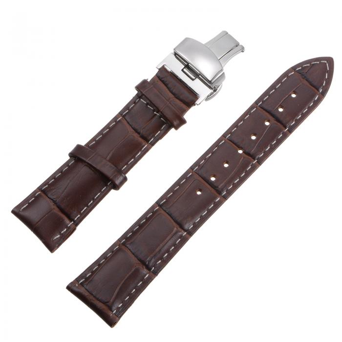 uxcell 牛革レザーバンド 交換用キット 展開バックルウォッチストラップ 21mm レザーストラップ スプリ..