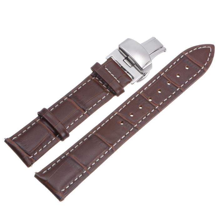 uxcell 牛革レザーバンド 交換用キット 展開バックルウォッチストラップ 20mm レザーストラップ ライトブラウン