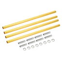 uxcell ねじ付き延長ロッドキット ネジ 300mm カップリングナット 丸型スリーブコネクタ ねじパイプ六角ナット付き 電気泳動ゴールド 4セット入り