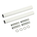 uxcell ねじ付き延長ロッドキット ネジ 100mm カップリングナット 丸型スリーブコネクタ ねじパイプ六角ナット付き ホワイト 2セット入り