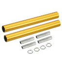 uxcell ねじ付き延長ロッドキット ネジ 100mm カップリングナット 丸型スリーブコネクタ ねじパイプ六角ナット付き ゴールドトーン 2セット入り(3)