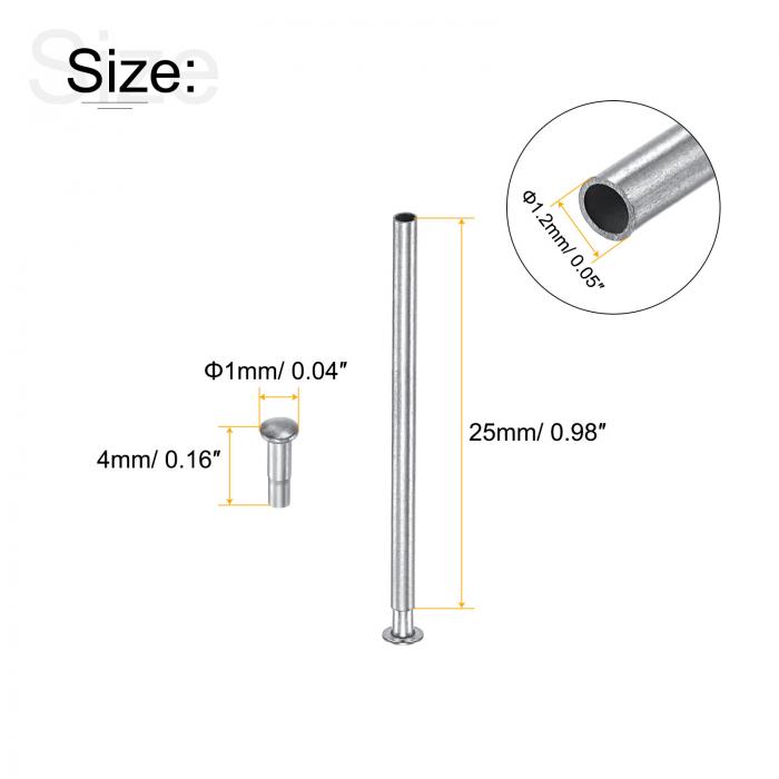 uxcell チューブフリクションピン 時計ベルトプレッシャーバーピン 25x1.2mm ステンレス鋼 リベットエンド付き バンドクラスプバックル 10個入り