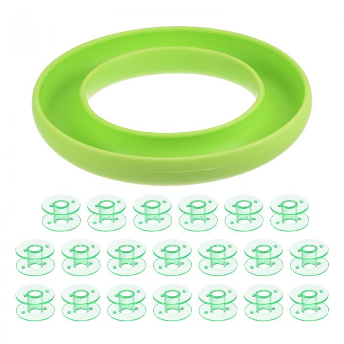 uxcell シリコンボビンリングホルダー 20個プラスチックボビン 日常の裁縫用品 グリーン