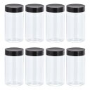 uxcell 丸型プラスチックジャー ブラックネジ式上蓋付き クリア 空容器 収納 整理用 広口 150ml 15個