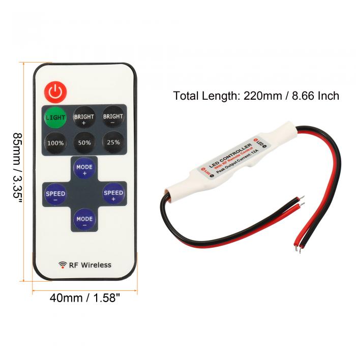 uxcell LEDストリップディマー 5V - 24V 明るさ 調節可能 ランプスイッチ 11つの鍵付き RFリモコン 単色ストリップ用 3
