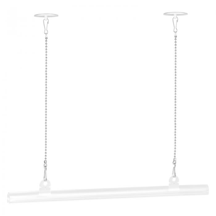 uxcell PVCポスターハンガーレールポスターストリップバー 30 cm クリアクリップ粘着フックチェーン付き ポスター地図用