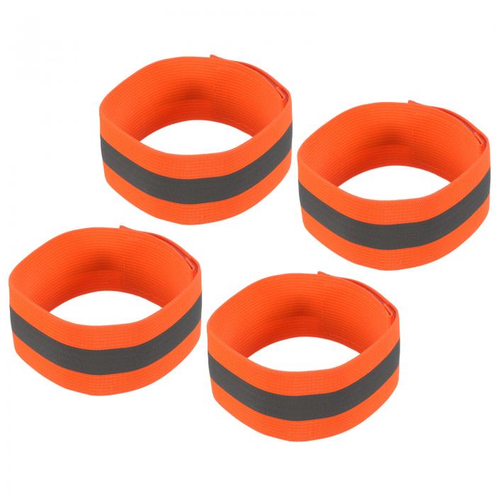 uxcell 反射バンド 腕 手首 足首 足 ストリップ 高い視認性 広い反射 ランニングギア サイクリング ランニング ウォーキング 300 x 40mm オレンジ 4個入り