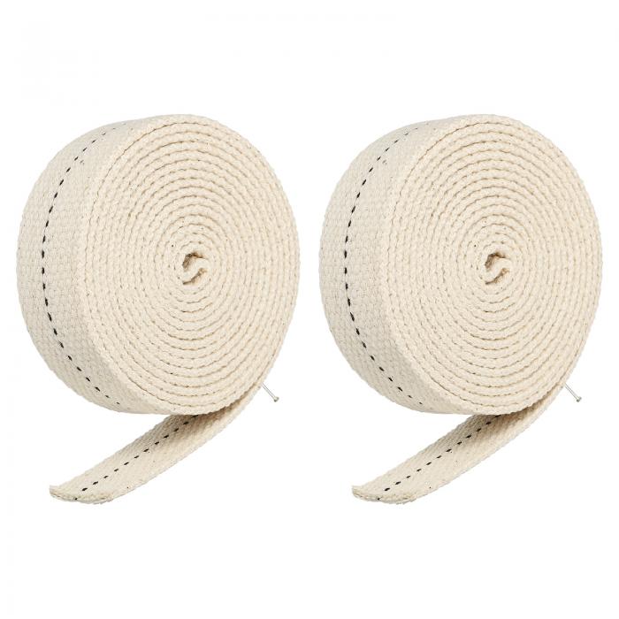 uxcell オイルランプウイック コットン製 フラット オイルランタンライト用 幅25 mm 長さ2 M 2ロール入