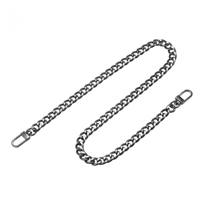 uxcell フラットチェーンストラップ 財布ストラップ アイアン製 アクセサリー バックル 代替品 バッグ用 DIY ダークグレー 長さ600 mm