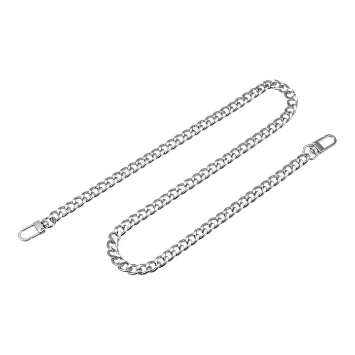 uxcell フラットチェーンストラップ 財布ストラップ アイアン製 アクセサリー バックル 代替品 バッグ用 DIY シルバートーン 長さ800 mm