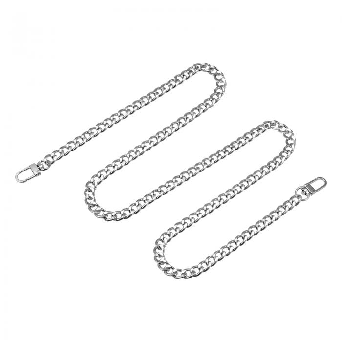 uxcell フラットチェーンストラップ 財布ストラップ アイアン製 アクセサリー バックル 代替品 バッグ用 DIY シルバートーン 長さ1000 mm