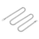 uxcell フラットチェーンストラップ 財布ストラップ アイアン製 アクセサリー バックル 代替品 バッグ用 DIY シルバートーン 長さ1000 mm