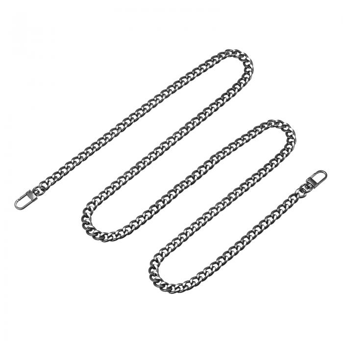 uxcell フラットチェーンストラップ 財布ストラップ アイアン製 アクセサリー バックル 代替品 バッグ用 DIY ダークグレー 長さ1200 mm