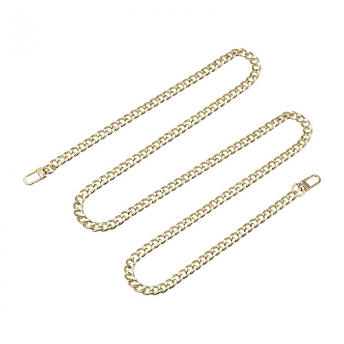 uxcell フラットチェーンストラップ 財布ストラップ アイアン製 アクセサリー バックル 代替品 バッグ用 DIY ゴールドトーン 長さ1200 mm
