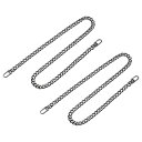 uxcell フラットチェーンストラップ 財布ストラップ アイアン製 アクセサリー バックル 代替品 バッグ用 DIY ダークグレー 長さ800 mm 2個入