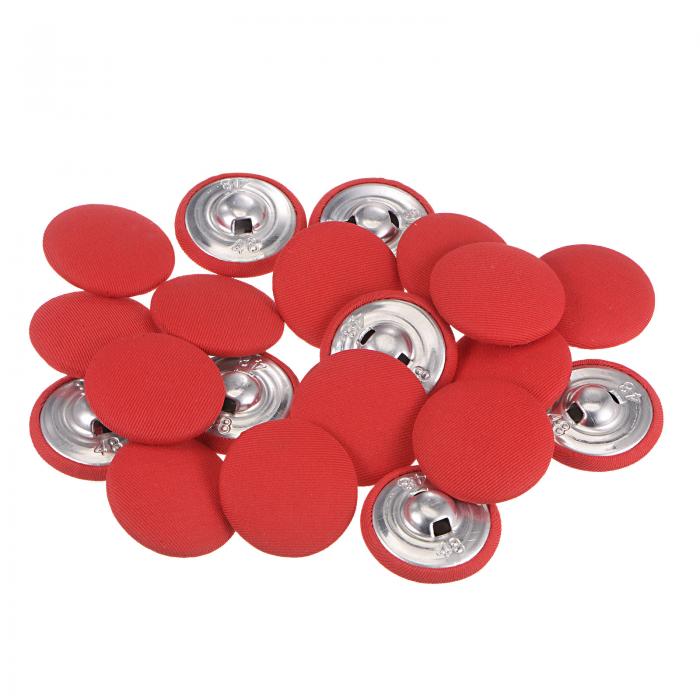 uxcell ファブリッククロスカバーボタン 丸型金属シャンク ソーイングボタン スーツ ドレス 茶色用 20個 48L 30 mm レッド