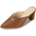 Allegra K ミュール サンダル チャンキーヒール かかとなし 前ふさがり ポインテッドトゥ レディース ブラウン 26.0 cm(4)