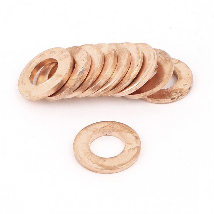 uxcell 10個入り 7mmx14mmx1.5mm フラット 銅ワッシャー クラッシュワッシャー ...