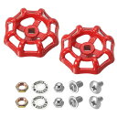 PATIKIL 外部用蛇口ハンドル スクエアステムホール 6x6mm 鋳鋼製蛇口ラウンドホイールハンドル 交換用水栓ハンドル スペーサー付き レッド 2個入り(4)