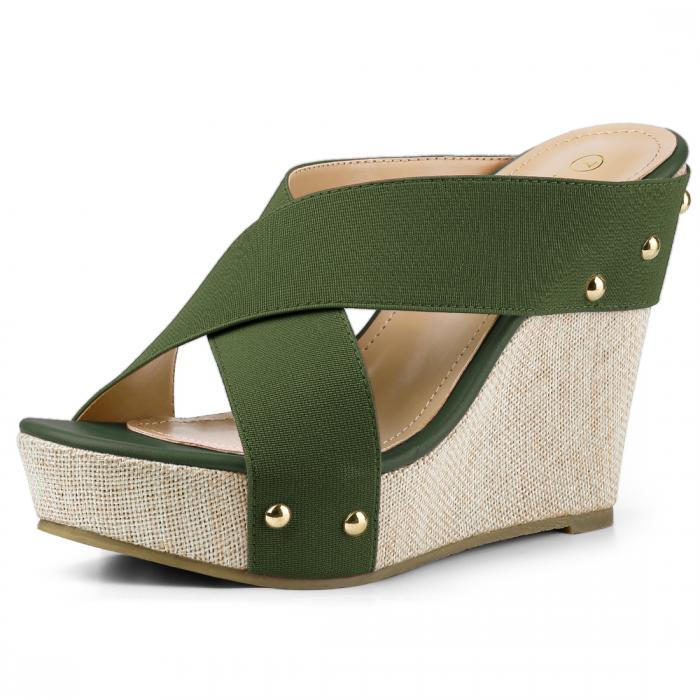 商品詳細 特徴 【属性1】オープントゥ、クロス ストラップ【属性2】リネン 、パッド入りインソール、質感 アウトソールフラット【属性3】ヒール高さ: 11cm【属性4】プラットフォームの高さ: 3.5cm【属性5】サンダル【商品説明】商品説明:バックレスは今シーズンでは人気です。 暖かい天候のワードローブを更新する外観のために高いプラットフォームウェッジヒールで持ち上げたシックなスライドサンダルの上に、幅の広い十字架のストラップが付いています。スライドウェッジヒールサンダルリネンオーペントゥクロスストラップ靴の素材素材: PU; アウトソール: TPR; ヒール: PVCご注文前にサイズをご確認くださいサイズ表（cm）JPサイズ--USサイズ--------足長---------ヒールの高さ-----プラットフォームの高さ22-----------------5------------------21.9-----------------12-------------3.522.5--------------5.5---------------22.5-----------------12-------------3.523.5--------------6.5---------------23.2-----------------12-------------3.524-----------------7------------------23.9-----------------12-------------3.524.5---------------8-----------------24.5-----------------12-------------3.525-----------------9------------------25.2-----------------12-------------3.526-----------------9.5---------------25.8-----------------12-------------3.5 注意書き 【注意事項】 ・当店でご購入された商品は、原則として、「個人輸入」としての取り扱いになり、すべて中国の広東省からお客様のもとへ直送されます。 ・ご注文後、1〜3営業日以内に配送手続きをいたします。配送作業完了後、遅くとも1ヶ月程度でのお届けとなります。 ・個人輸入される商品は、すべてご注文者自身の「個人使用・個人消費」が前提となりますので、ご注文された商品を第三者へ譲渡・転売することは法律で禁止されております。 ・関税・消費税が課税される場合があります。 詳細はこちらご確認下さい。 ＊色がある場合、モニターの発色の具合によって実際のものと色が異なる場合がある。