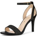Allegra K ハイヒール サンダル アンクルストラップ オープントゥ ピンヒール レディース ブラック 24.0cm(4)