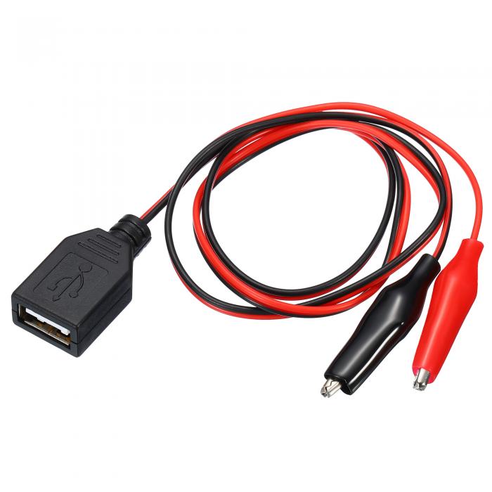 uxcell ワニクランプテストワイヤー USB メス-ワニ口クリップ 充電試験 回路アダプタ用 ブラック レッド 60cm