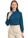 Allegra K ブラウス レディース 長袖 シフオンブラウス 丸襟 可愛い シャツ オフィス カジュアル トップス 着痩せ おしゃれ 通勤 OL ピーコック...