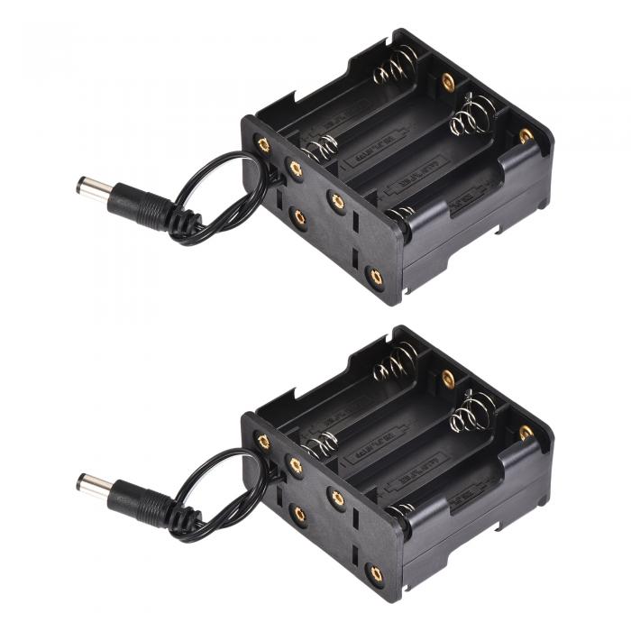 uxcell バッテリーケース 収納ボックス 8スロットx1.5V DCコネクタ ワイヤードリード 8xAAバッテリー用 2個