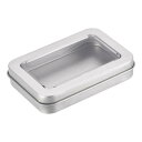 uxcell ファイル収納ボックス ギフトボックス ティンメタルボックス 長方形 クリア蓋付き シルバートーン 87 x 60 x 18mm 8個入り(3)