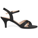 Allegra K サンダル クロスストラップ キトゥンヒール アンクルストラップ レディース ブラック 25.0cm(4)
