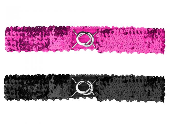 Allegra K レディース グリッター スキニー ストレッチ ウエストベルト スパンコール 装飾 スリム 弾性..