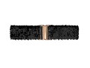Allegra K ベルト 弾力 ドレスベルト スパンコール 金属 インターロック バックル レディース ブラック 60cm(4)