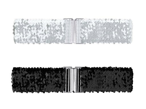 Allegra K ベルト グリッター ストレッチウエスト 弾性ベルト スパンコール 2 個 レディース シルバー 60 cm Allegra K ベルト グリッター ストレッチウエスト 弾性ベルト スパンコール 2 個 レディース シルバー 60 cm