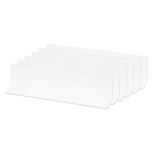 uxcell L型棚仕切り PVC クリアクローゼット棚分離器 オーガナイザー下見板張り キッチン 戸棚 本棚 オフィス スーパーマーケット用 25 x 3 x 6cm 6個