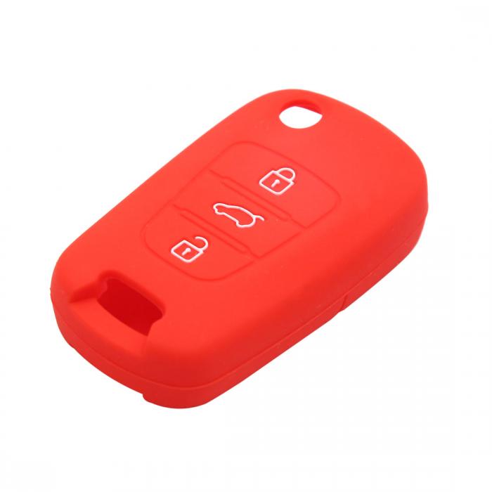 uxcell リモートキーカバー シリコーン 3ボタン カー ホルダー ケース シェル ヒュンダイに対応I30用 レッド