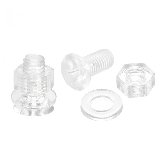 uxcell M5 x 12mm プラス小ネジ ナット ナットと平ワッシャー付き プラスチック PC皿頭小ボルト 透明 2..