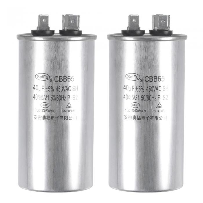 uxcell コンデンサラウンドCBB65 40uF 40mfd 450V AC 40/85/21 アルミケース ターミナル付き エアコン..
